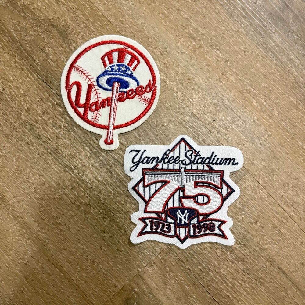 MLB New York Yankees Stadium 75th Anniversary Throwback Logo Iron On Patch Retro